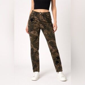 Tribal Camouflage Floral Embroidered Pants